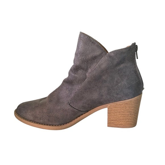 Qupid Women’s Suede Ankle Boots Gray Block Heel Casual Shoes Size 10 - Picture 7 of 10